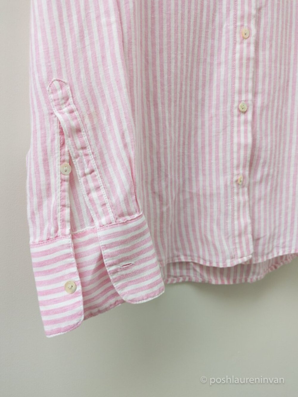 Marks and Spencer Pure Linen Striped Button Down Shirt Size 6 Women's EUC - Picture 2 of 11